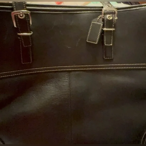 Coach Black Leather Tote Bag - Picture 3 of 11